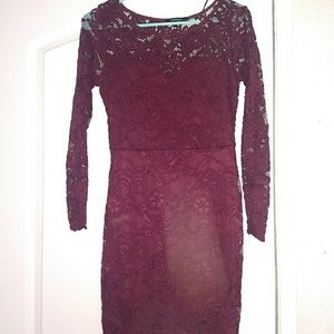Maroon Lace mini dress